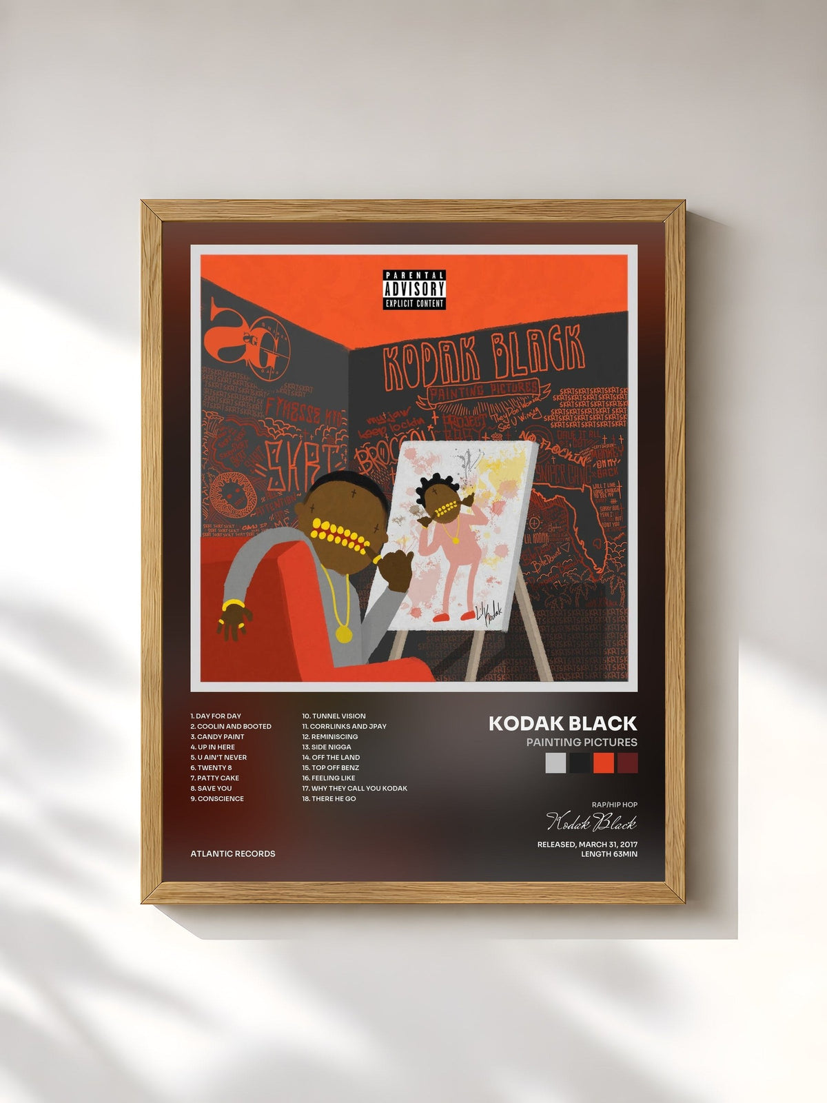 #bois Tableau de l'album Painting Pictures de Kodak Black, cadre en bois brut, imprimé et encadré en France