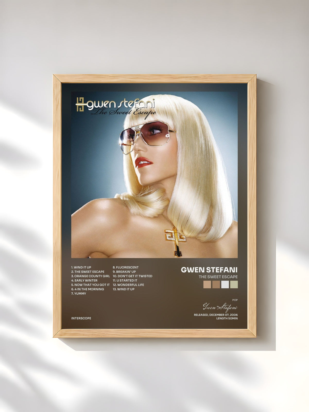 #bois Tableau de l'album The Sweet Escape de Gwen Stefani, cadre en bois brut, imprimé et encadré en France