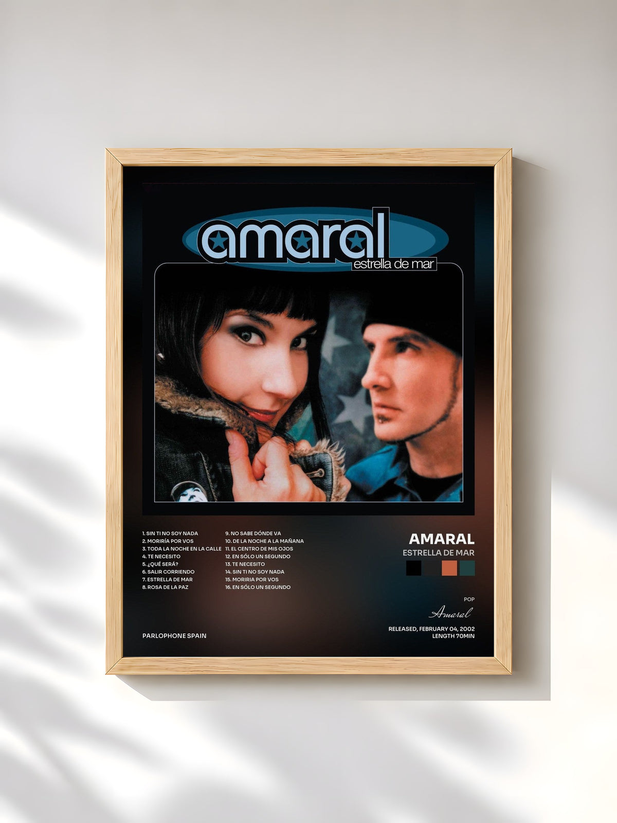 #bois Tableau de l'album Estrella De Mar de Amaral, cadre en bois brut, imprimé et encadré en France