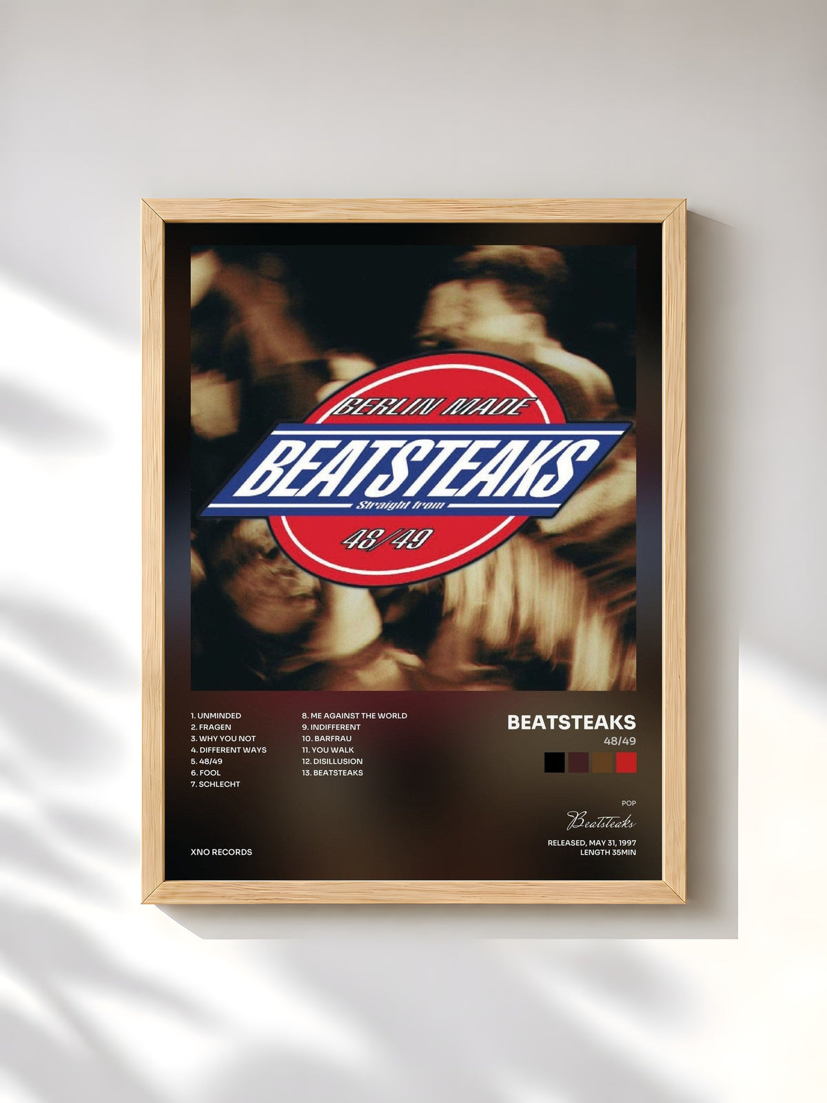 #bois Tableau de l'album 48/49 de Beatsteaks, cadre en bois brut, imprimé et encadré en France