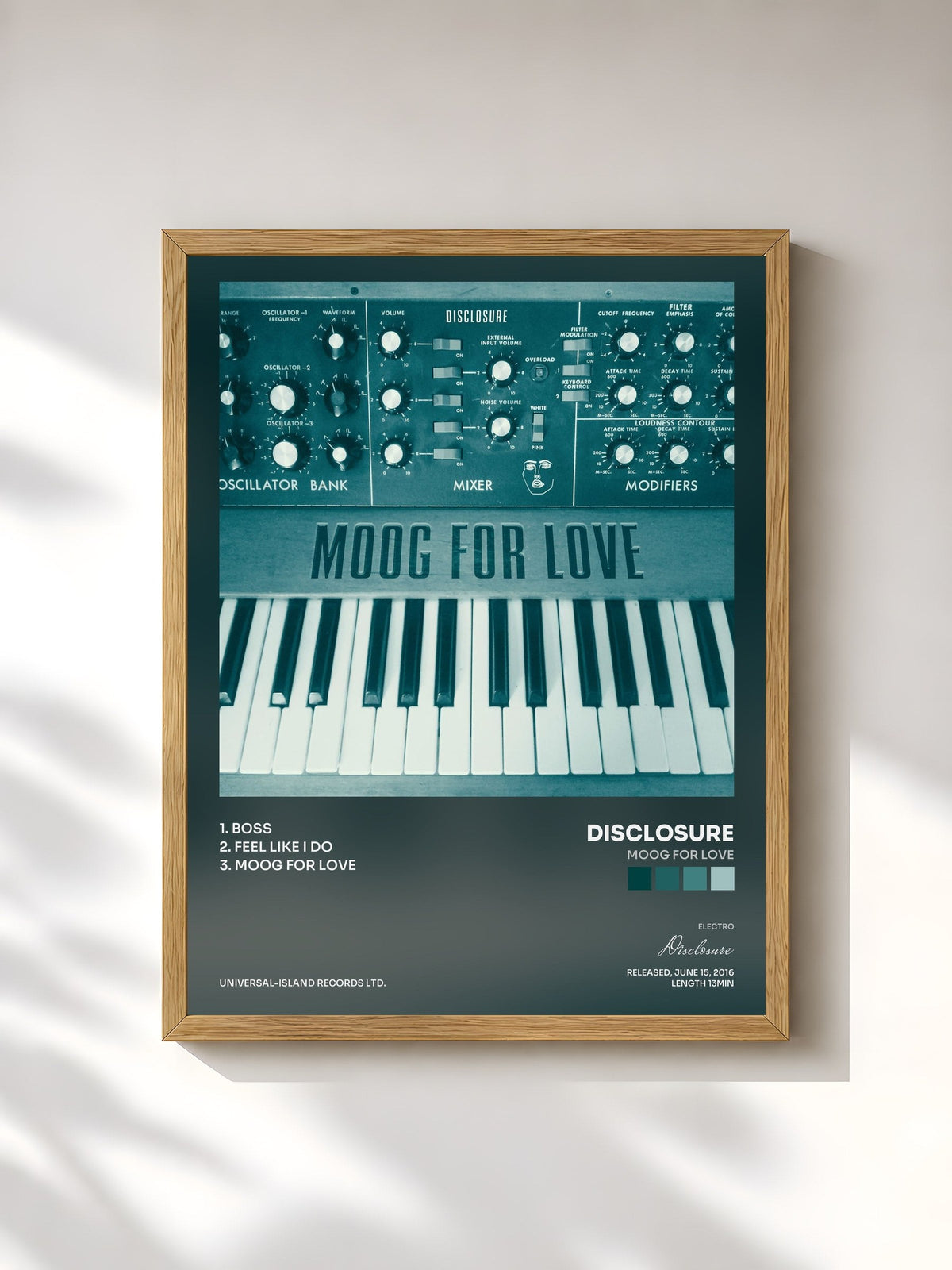 #bois Tableau de l'album Moog For Love de Disclosure, cadre en bois brut, imprimé et encadré en France