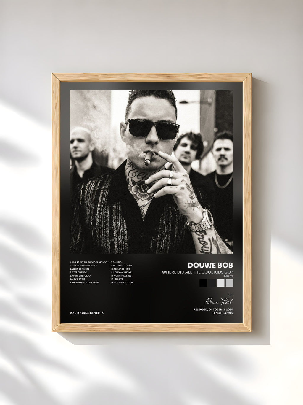 #bois Tableau de l'album Where Did All The Cool Kids Go? (Deluxe) de Douwe Bob, cadre en bois brut, imprimé et encadré en France