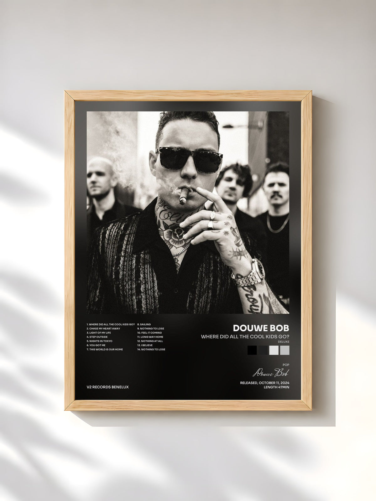 #bois Tableau de l'album Where Did All The Cool Kids Go? (Deluxe) de Douwe Bob, cadre en bois brut, imprimé et encadré en France