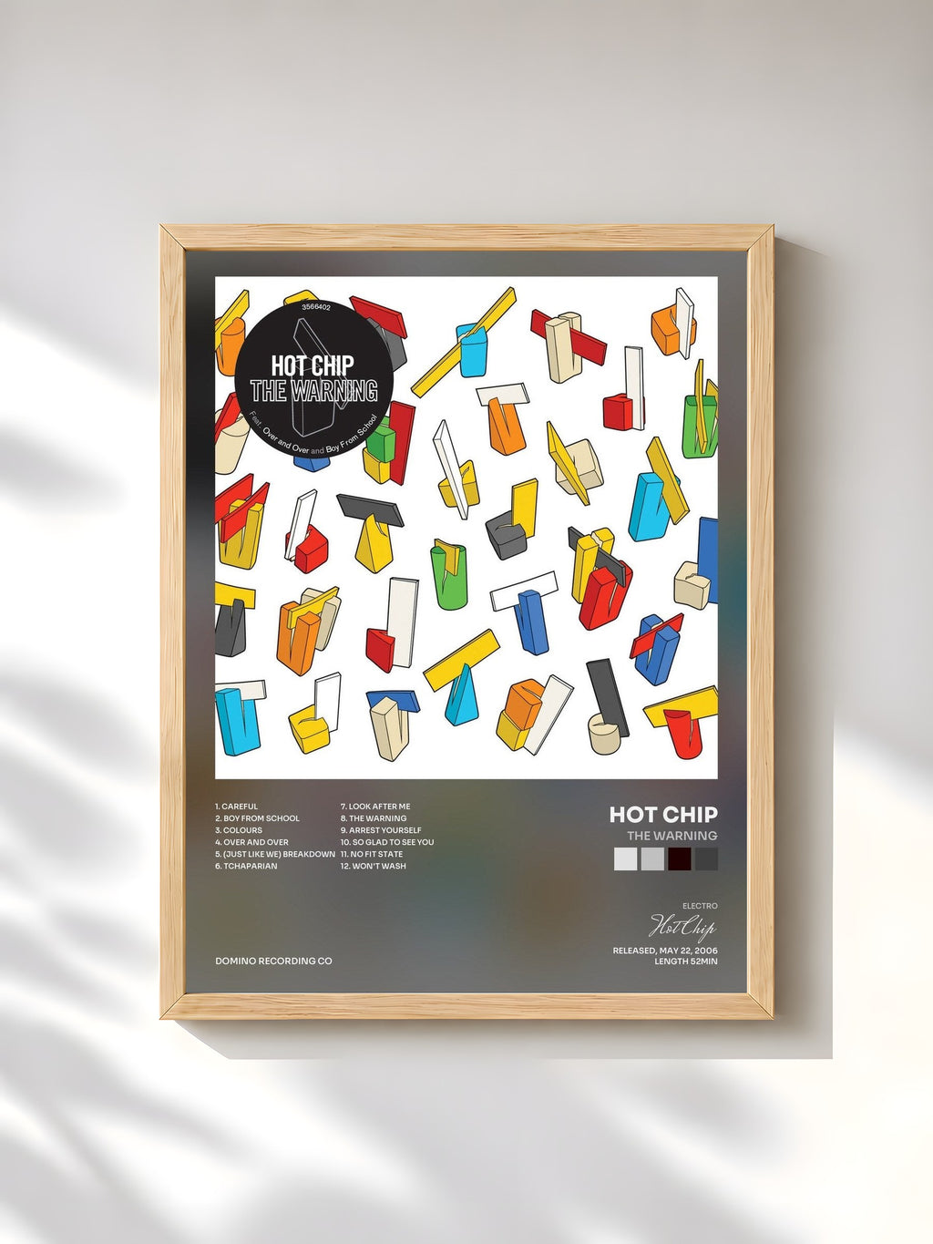 #bois Tableau de l'album The Warning de Hot Chip, cadre en bois brut, imprimé et encadré en France