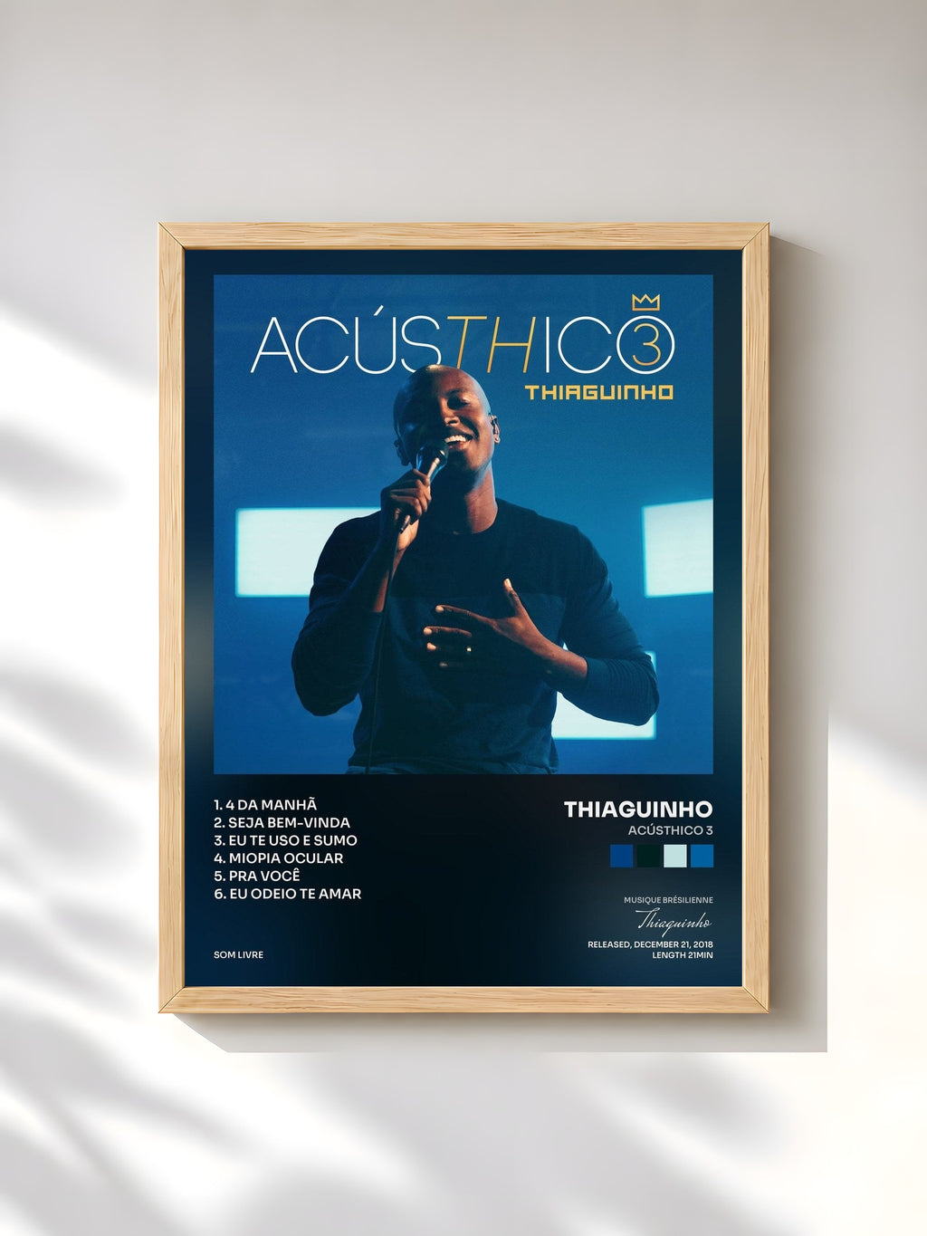 #bois Tableau de l'album AcúsTHico 3 de Thiaguinho, cadre en bois brut, imprimé et encadré en France