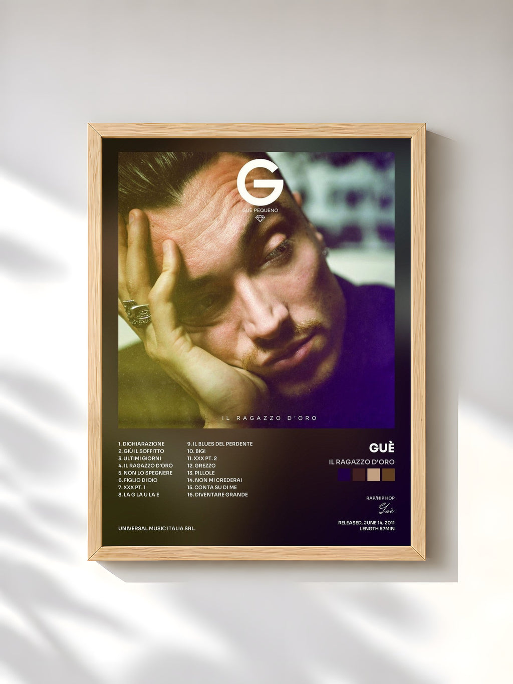 #bois Tableau de l'album Il Ragazzo D'Oro de Guè, cadre en bois brut, imprimé et encadré en France