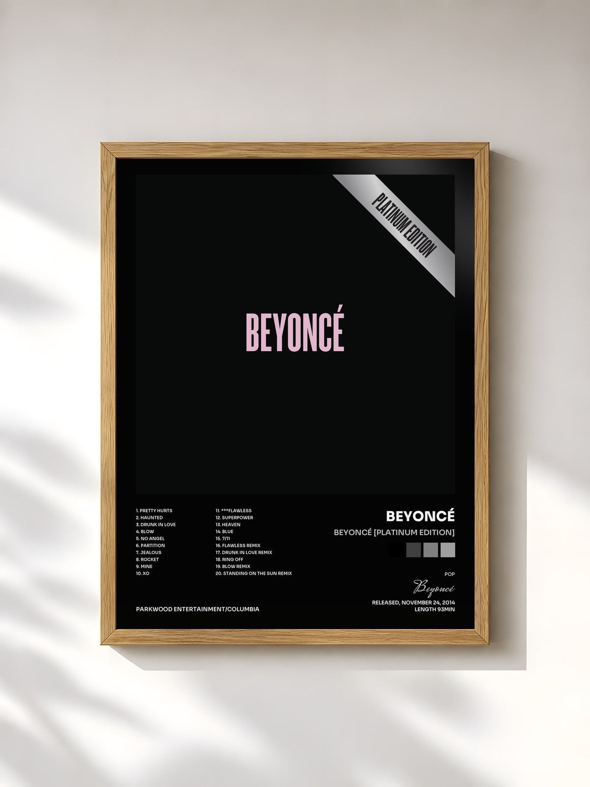 #bois Tableau de l'album BEYONCÉ [Platinum Edition] de Beyoncé, cadre en bois brut, imprimé et encadré en France