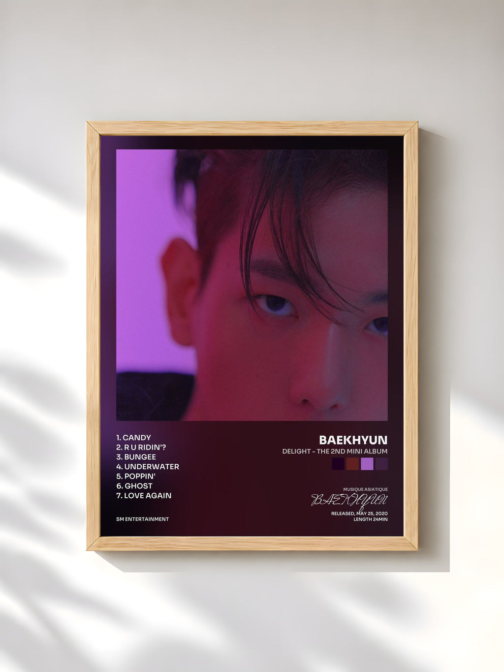 #bois Tableau de l'album Delight - The 2nd Mini Album de BAEKHYUN, cadre en bois brut, imprimé et encadré en France