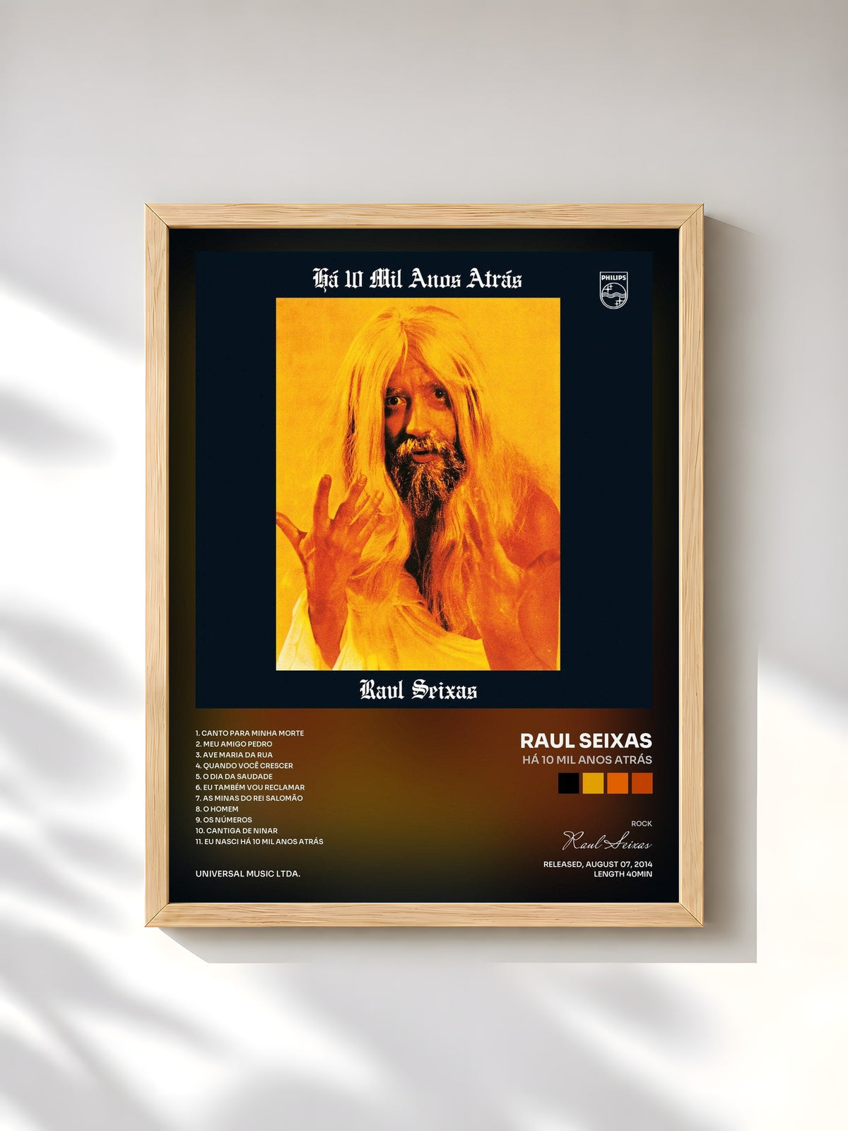 #bois Tableau de l'album Há 10 Mil Anos Atrás de Raul Seixas, cadre en bois brut, imprimé et encadré en France