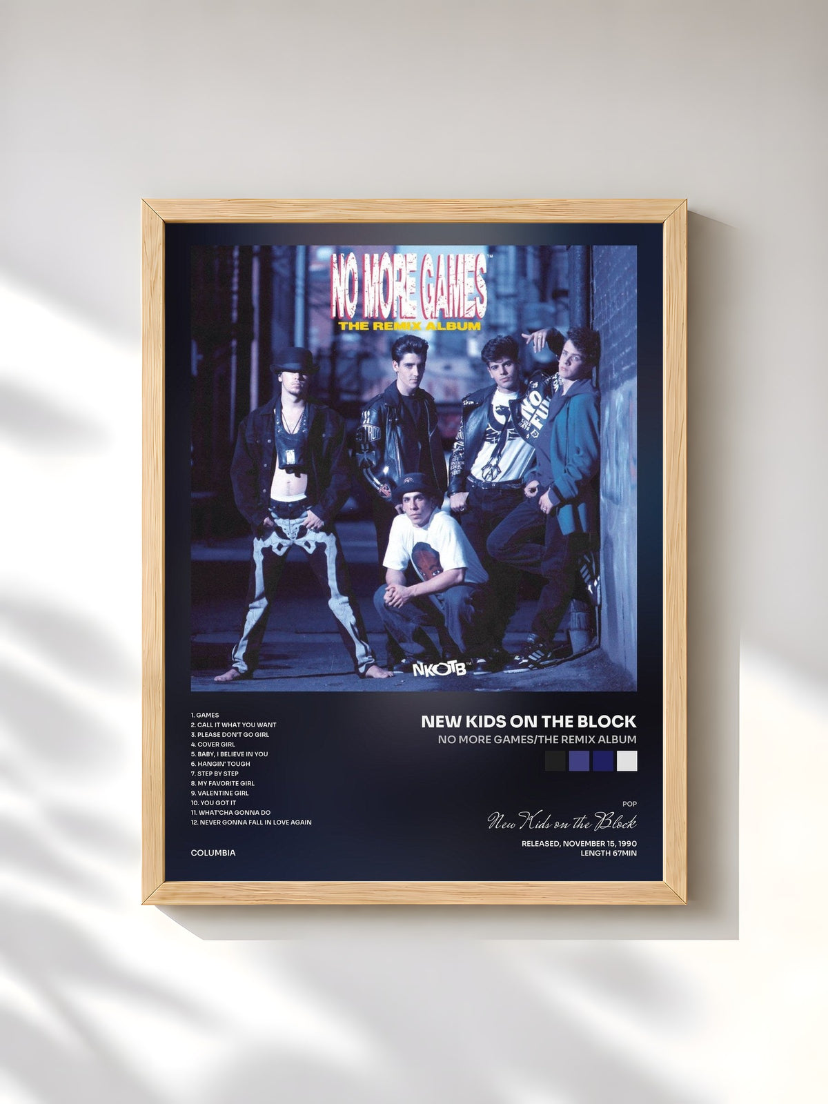 #bois Tableau de l'album No More Games/The Remix Album de New Kids on the Block, cadre en bois brut, imprimé et encadré en France