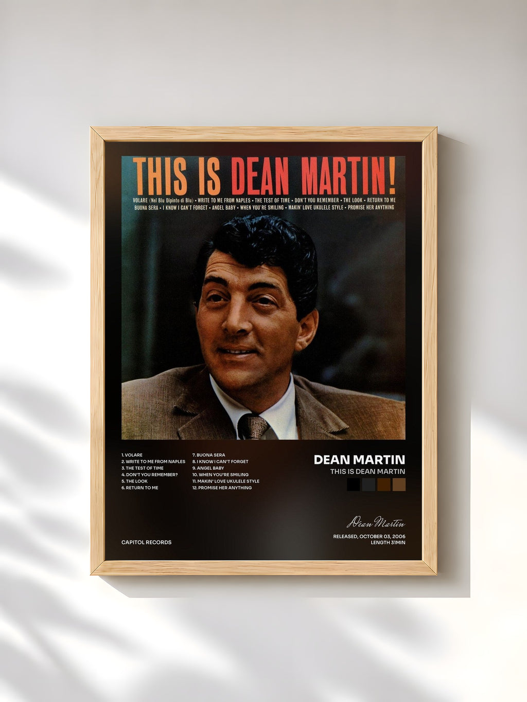 #bois Tableau de l'album This Is Dean Martin de Dean Martin, cadre en bois brut, imprimé et encadré en France