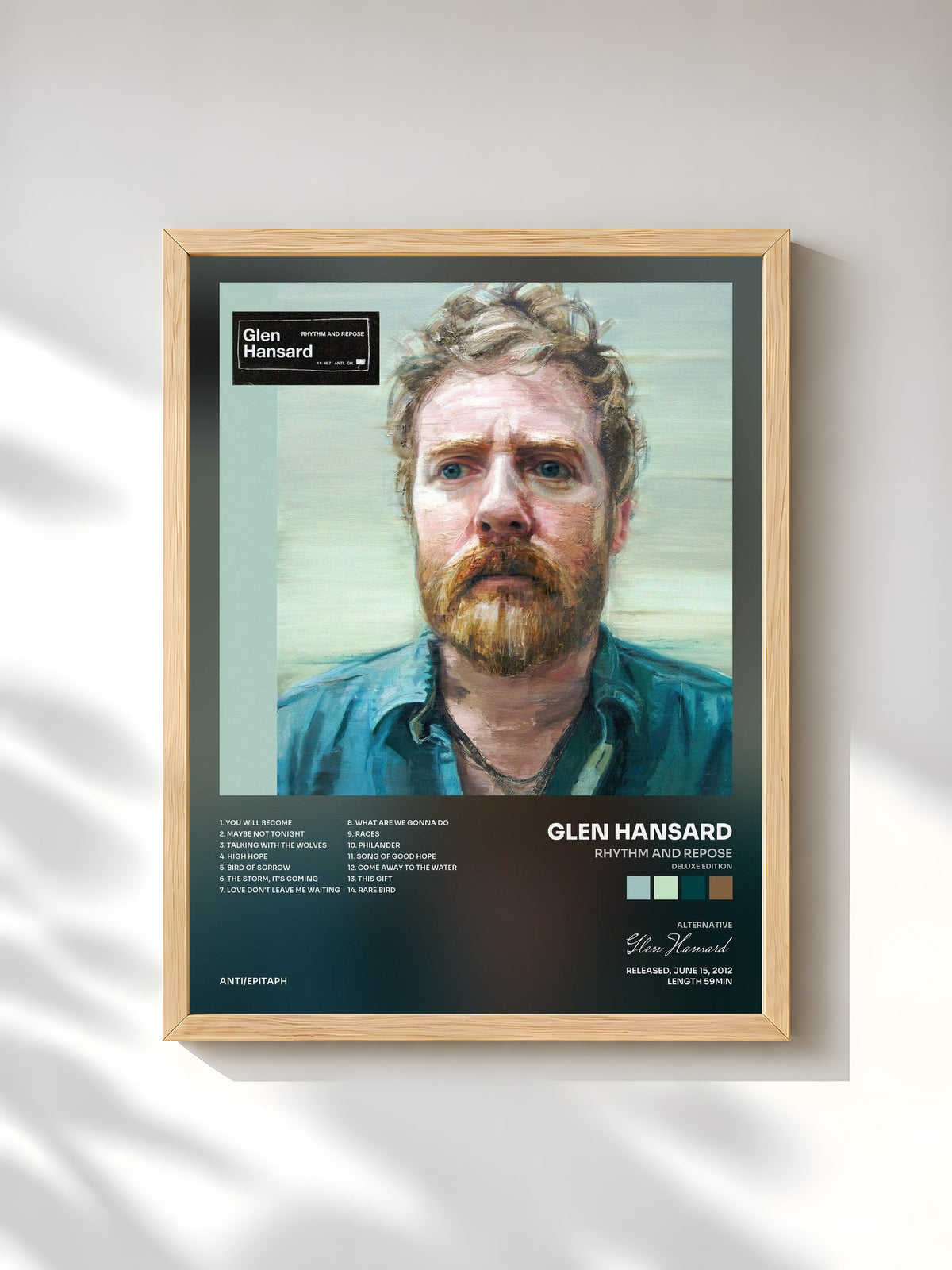 #bois Tableau de l'album Rhythm And Repose (Deluxe Edition) de Glen Hansard, cadre en bois brut, imprimé et encadré en France