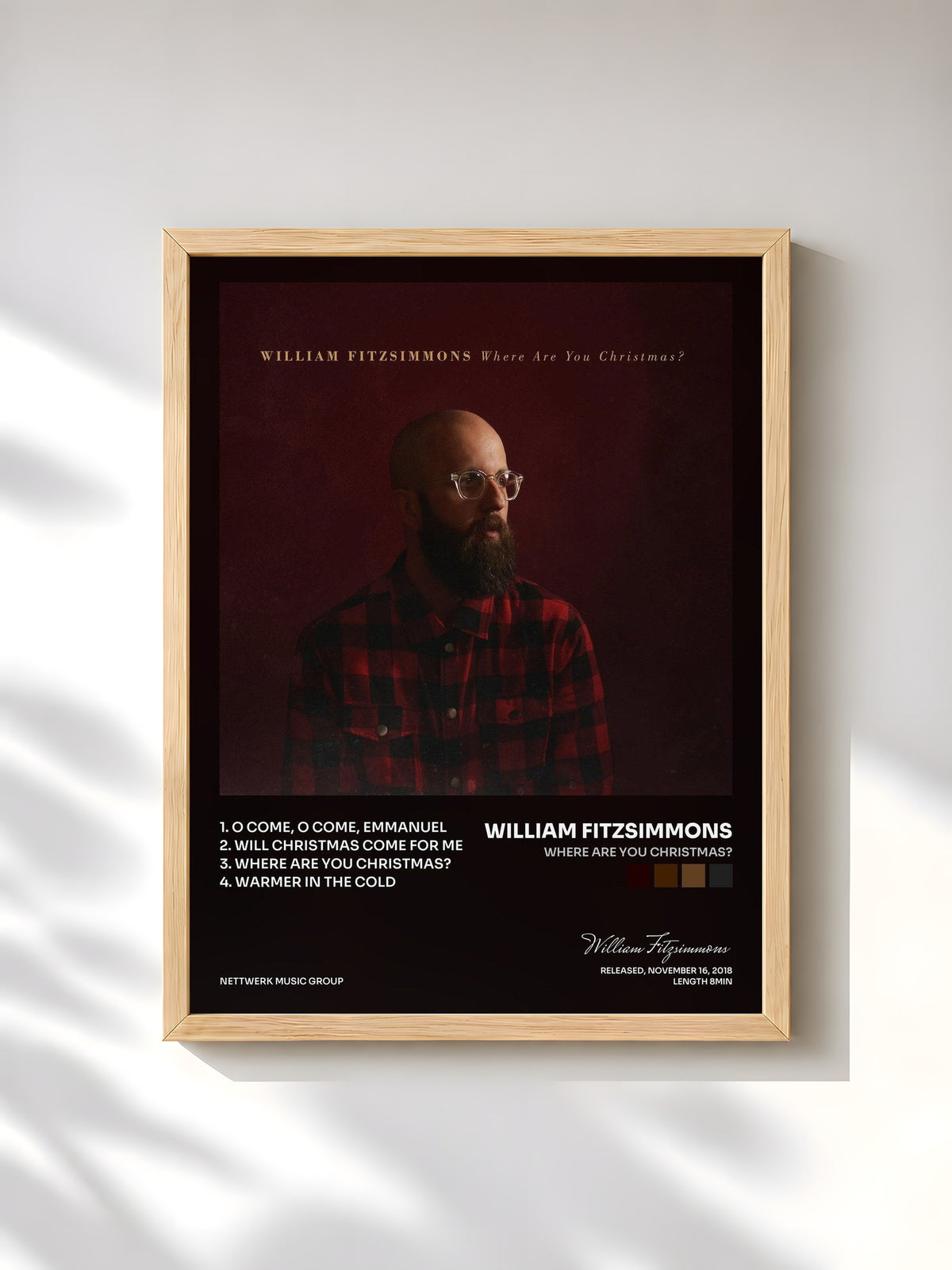 #bois Tableau de l'album Where Are You Christmas? de William Fitzsimmons, cadre en bois brut, imprimé et encadré en France