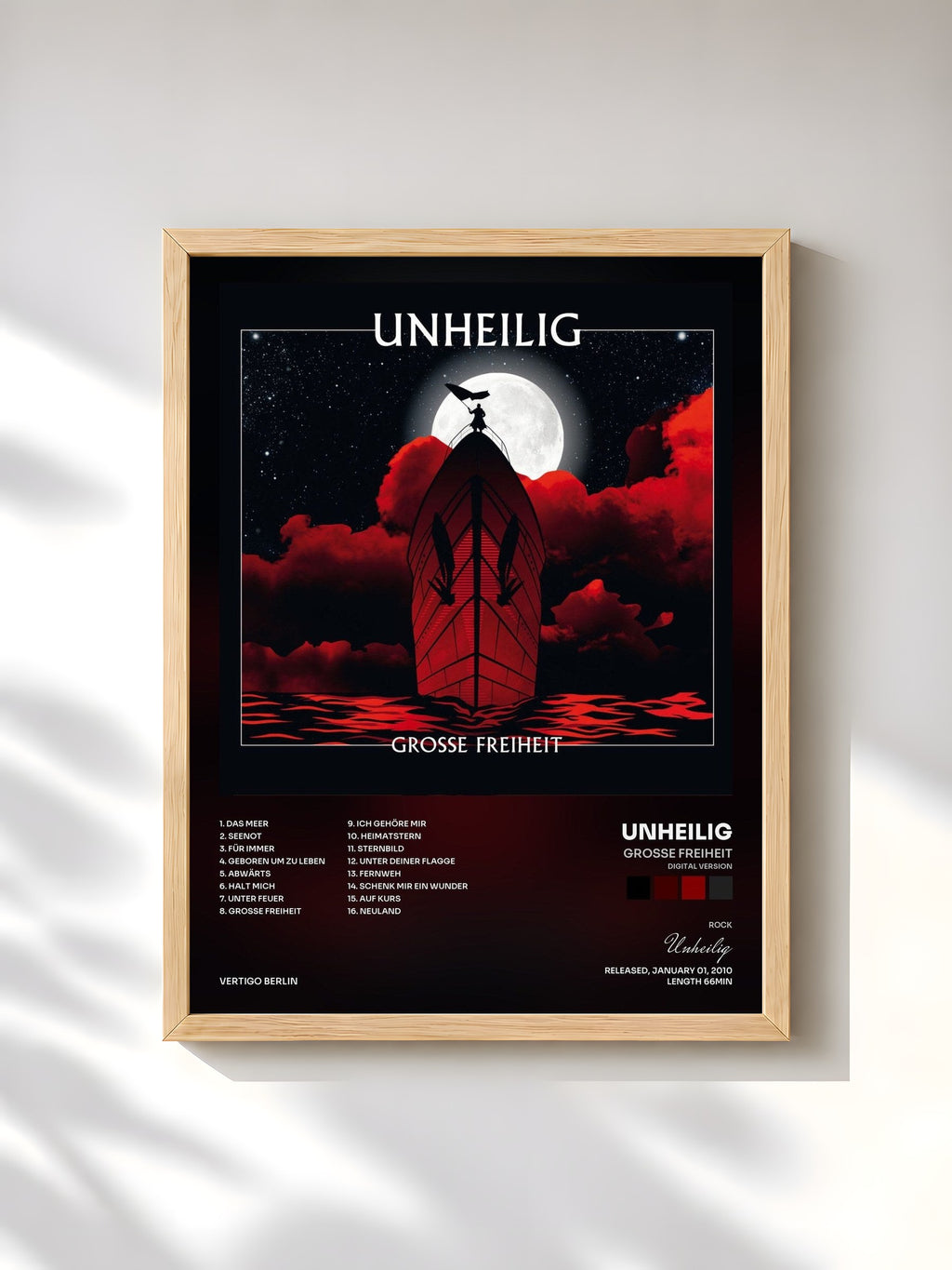 #bois Tableau de l'album Grosse Freiheit (Digital Version) de Unheilig, cadre en bois brut, imprimé et encadré en France
