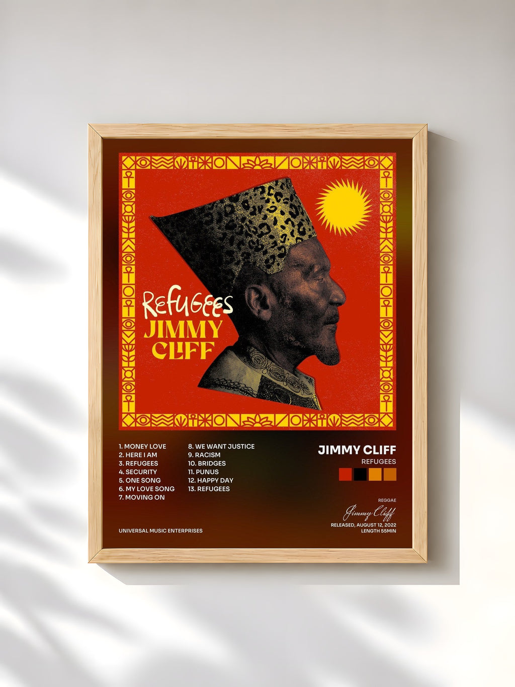 #bois Tableau de l'album Refugees de Jimmy Cliff, cadre en bois brut, imprimé et encadré en France