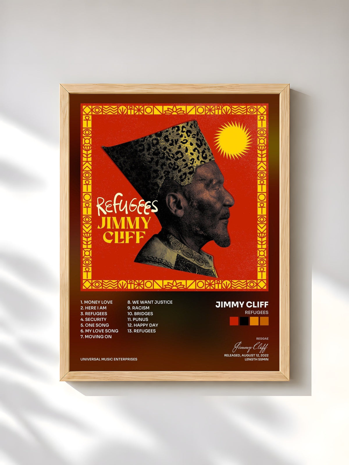 #bois Tableau de l'album Refugees de Jimmy Cliff, cadre en bois brut, imprimé et encadré en France