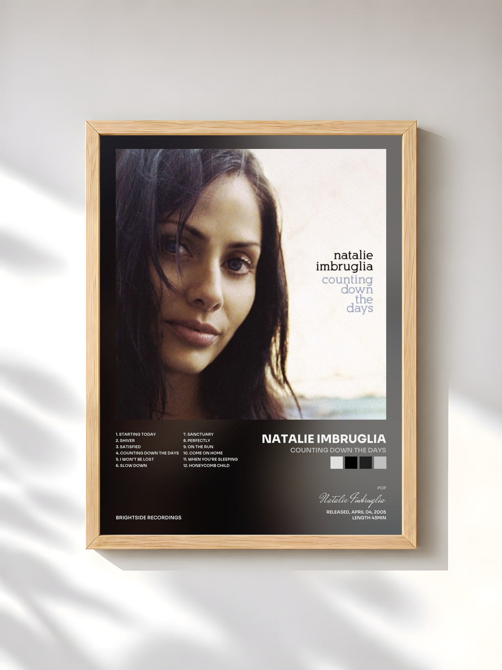 #bois Tableau de l'album Counting Down The Days de Natalie Imbruglia, cadre en bois brut, imprimé et encadré en France