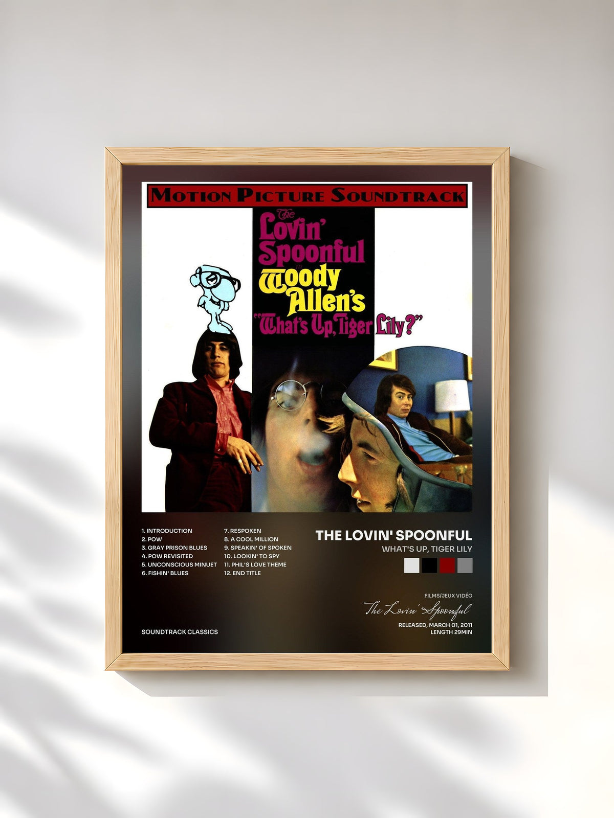 #bois Tableau de l'album What's Up, Tiger Lily de The Lovin' Spoonful, cadre en bois brut, imprimé et encadré en France