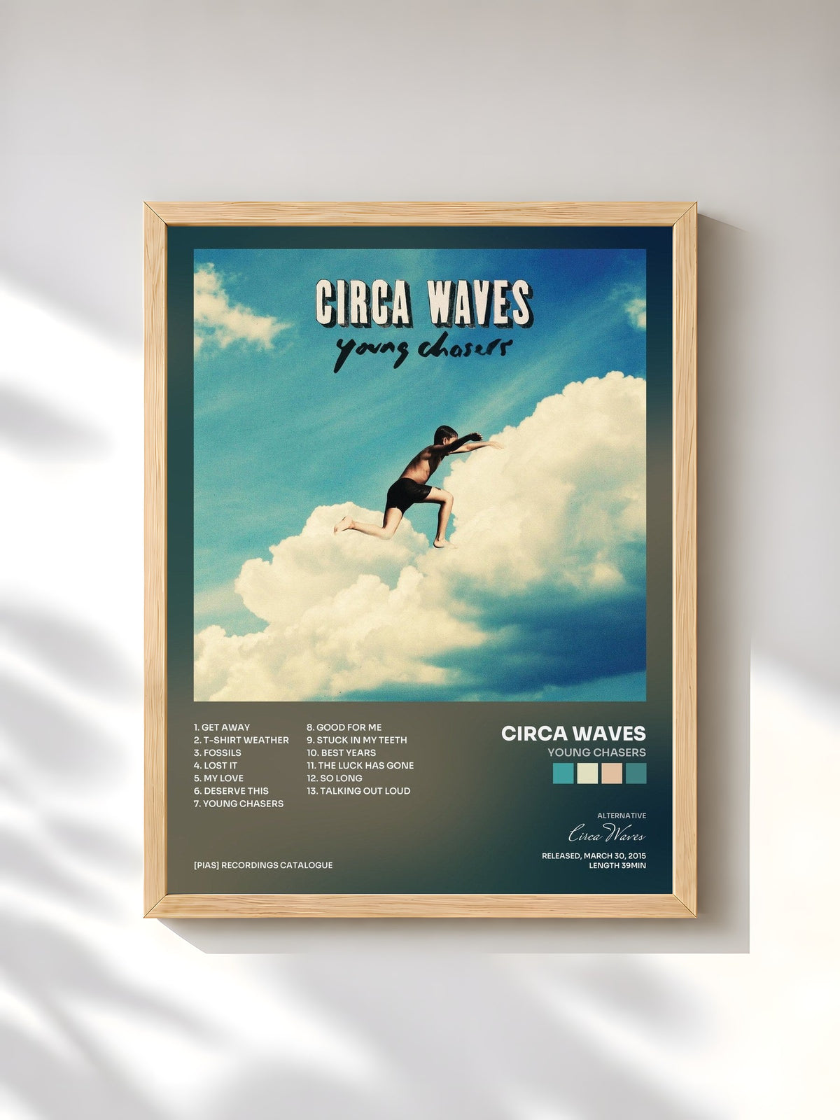 #bois Tableau de l'album Young Chasers de Circa Waves, cadre en bois brut, imprimé et encadré en France