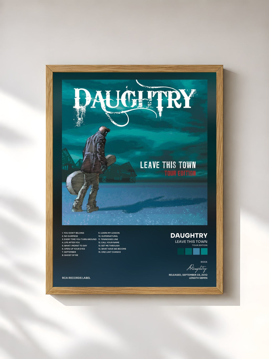 #bois Tableau de l'album Leave This Town (Tour Edition) de Daughtry, cadre en bois brut, imprimé et encadré en France