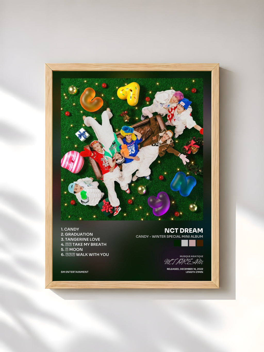 #bois Tableau de l'album Candy - Winter Special Mini Album de NCT DREAM, cadre en bois brut, imprimé et encadré en France