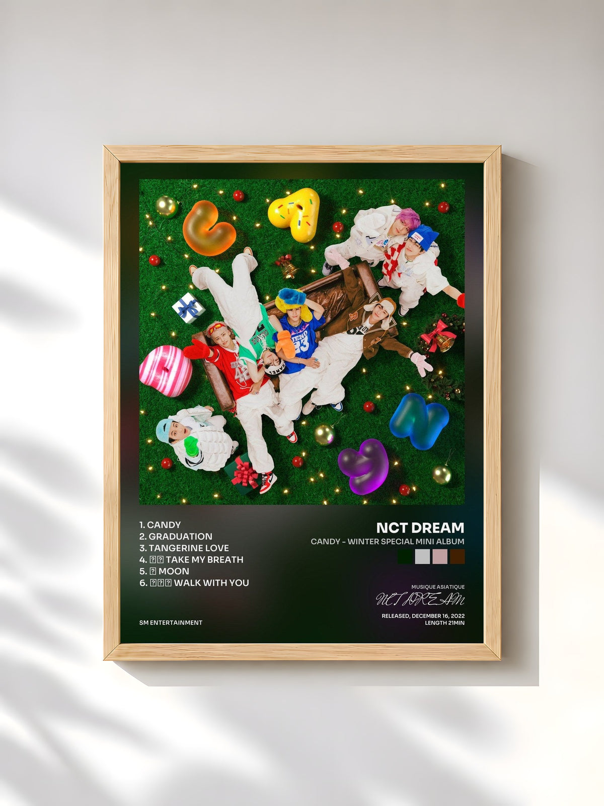 #bois Tableau de l'album Candy - Winter Special Mini Album de NCT DREAM, cadre en bois brut, imprimé et encadré en France