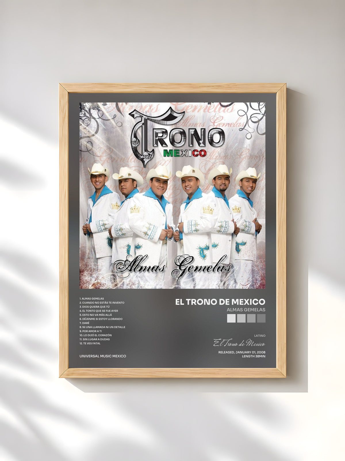 #bois Tableau de l'album Almas Gemelas de El Trono de Mexico, cadre en bois brut, imprimé et encadré en France