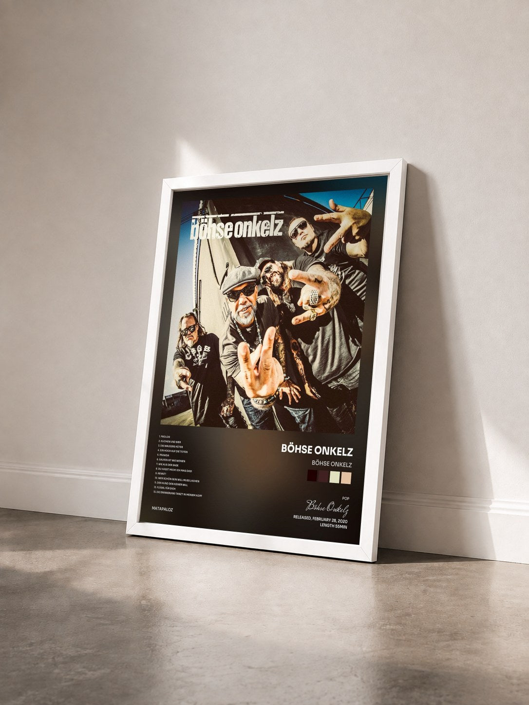 #blanc Tableau de l'album Böhse Onkelz de Böhse Onkelz vu de trois quarts, cadre blanc