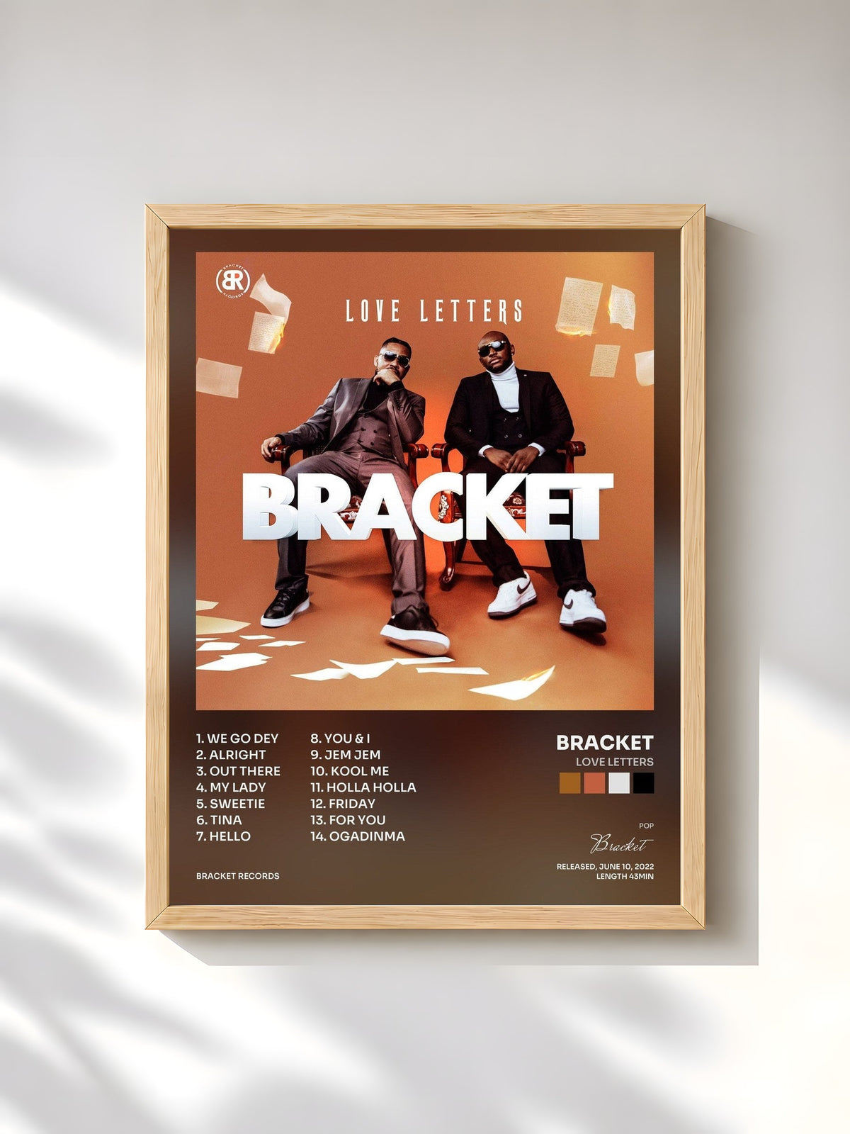 #bois Tableau de l'album Love Letters de Bracket, cadre en bois brut, imprimé et encadré en France