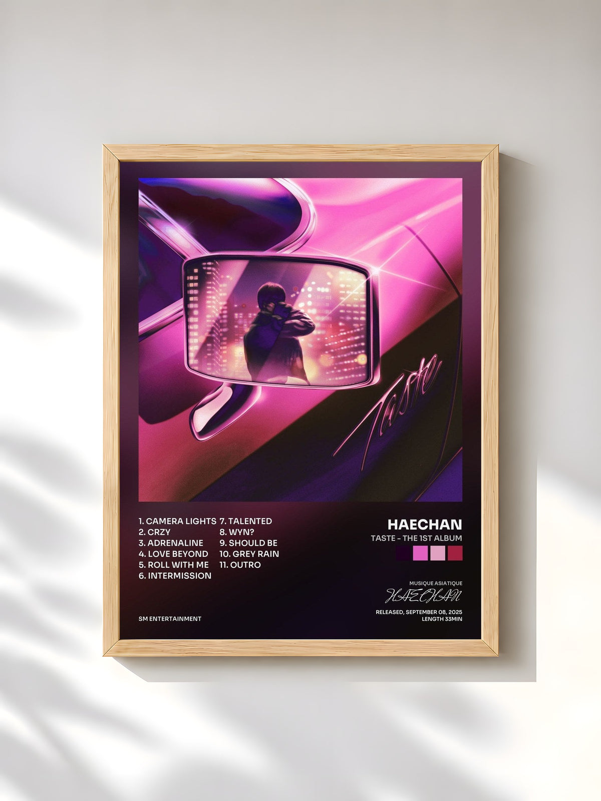 #bois Tableau de l'album TASTE - The 1st Album de HAECHAN, cadre en bois brut, imprimé et encadré en France