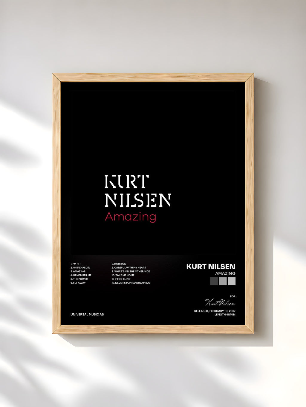 #bois Tableau de l'album Amazing de Kurt Nilsen, cadre en bois brut, imprimé et encadré en France