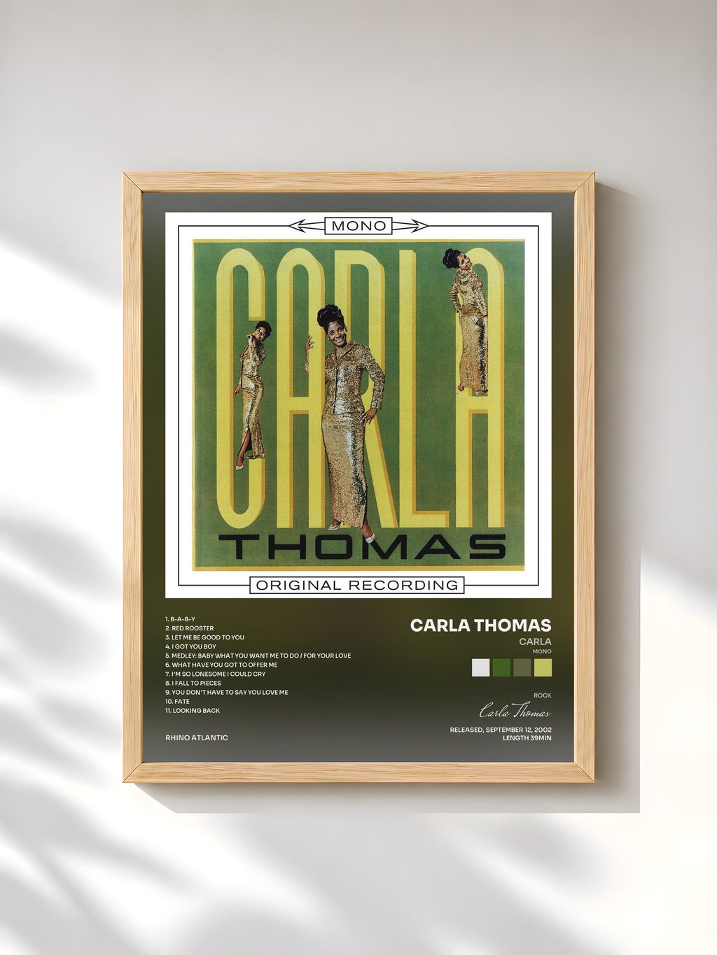 #bois Tableau de l'album Carla (Mono) de Carla Thomas, cadre en bois brut, imprimé et encadré en France
