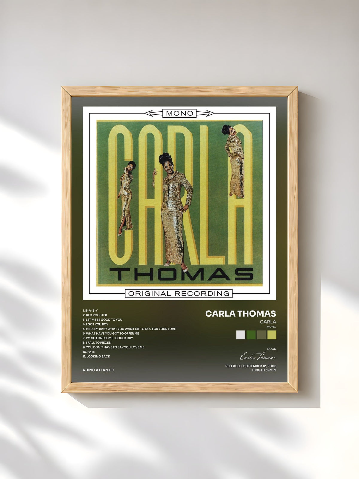 #bois Tableau de l'album Carla (Mono) de Carla Thomas, cadre en bois brut, imprimé et encadré en France