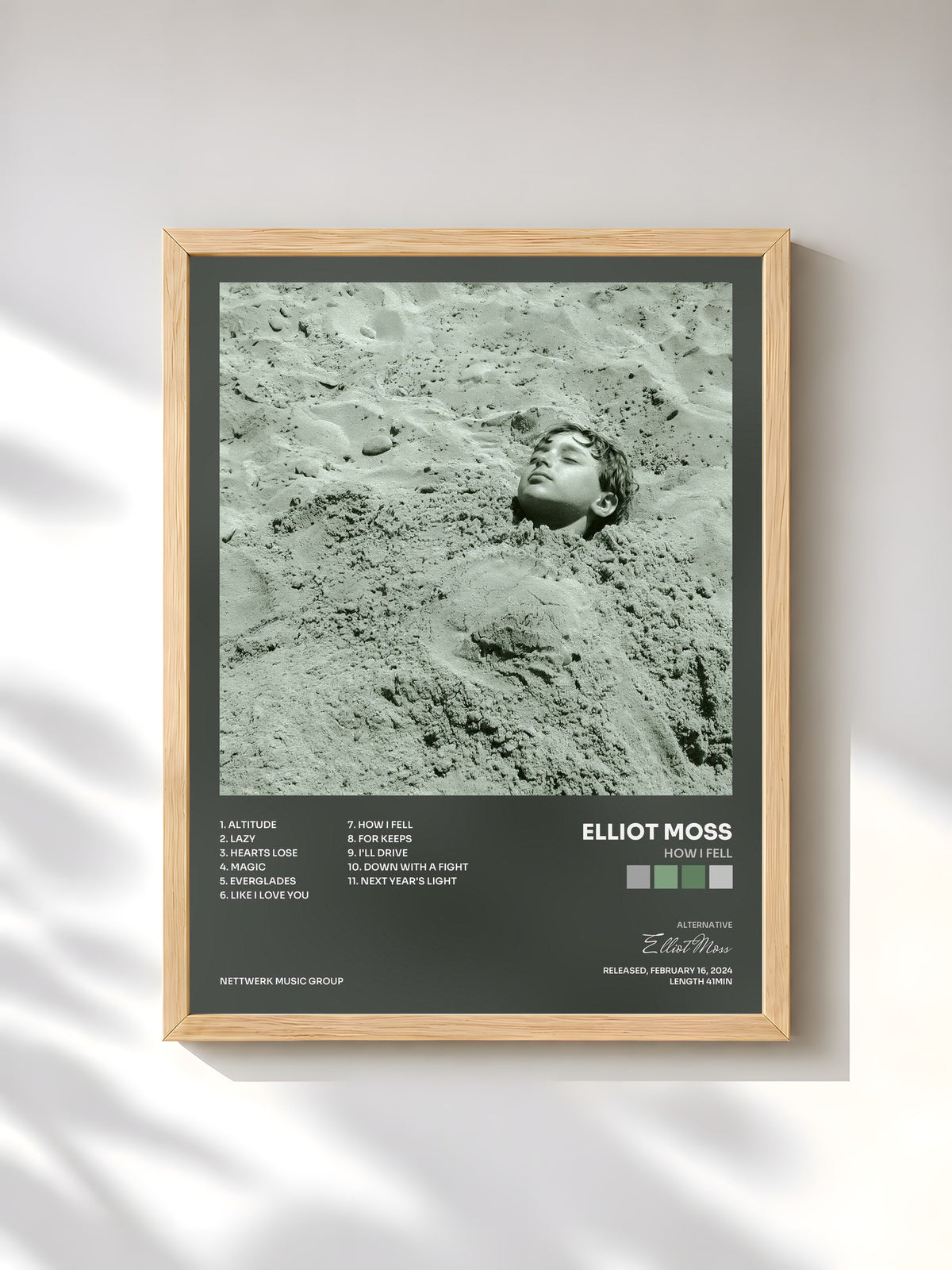 #bois Tableau de l'album How I Fell de Elliot Moss, cadre en bois brut, imprimé et encadré en France