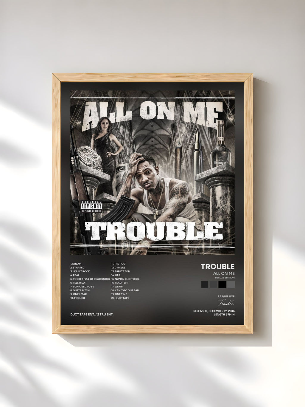 #bois Tableau de l'album All On Me (Deluxe Edition) de Trouble, cadre en bois brut, imprimé et encadré en France