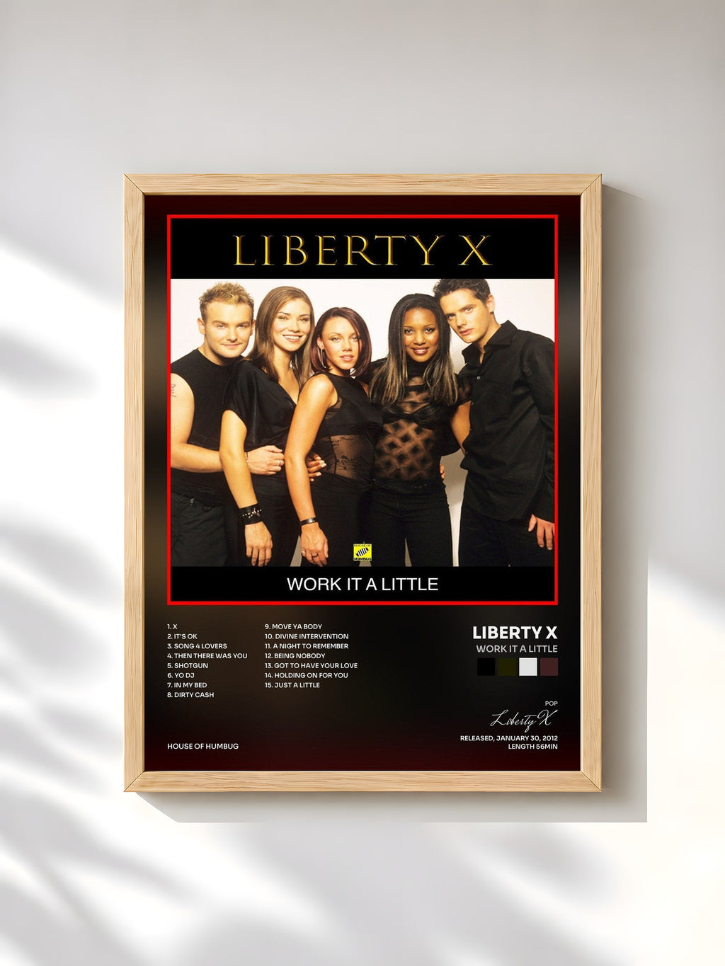 #bois Tableau de l'album Work It A Little de Liberty X, cadre en bois brut, imprimé et encadré en France
