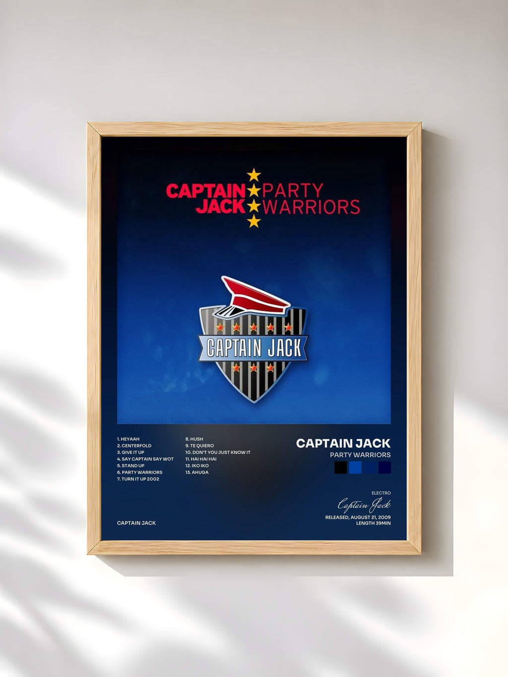 #bois Tableau de l'album Party Warriors de Captain Jack, cadre en bois brut, imprimé et encadré en France