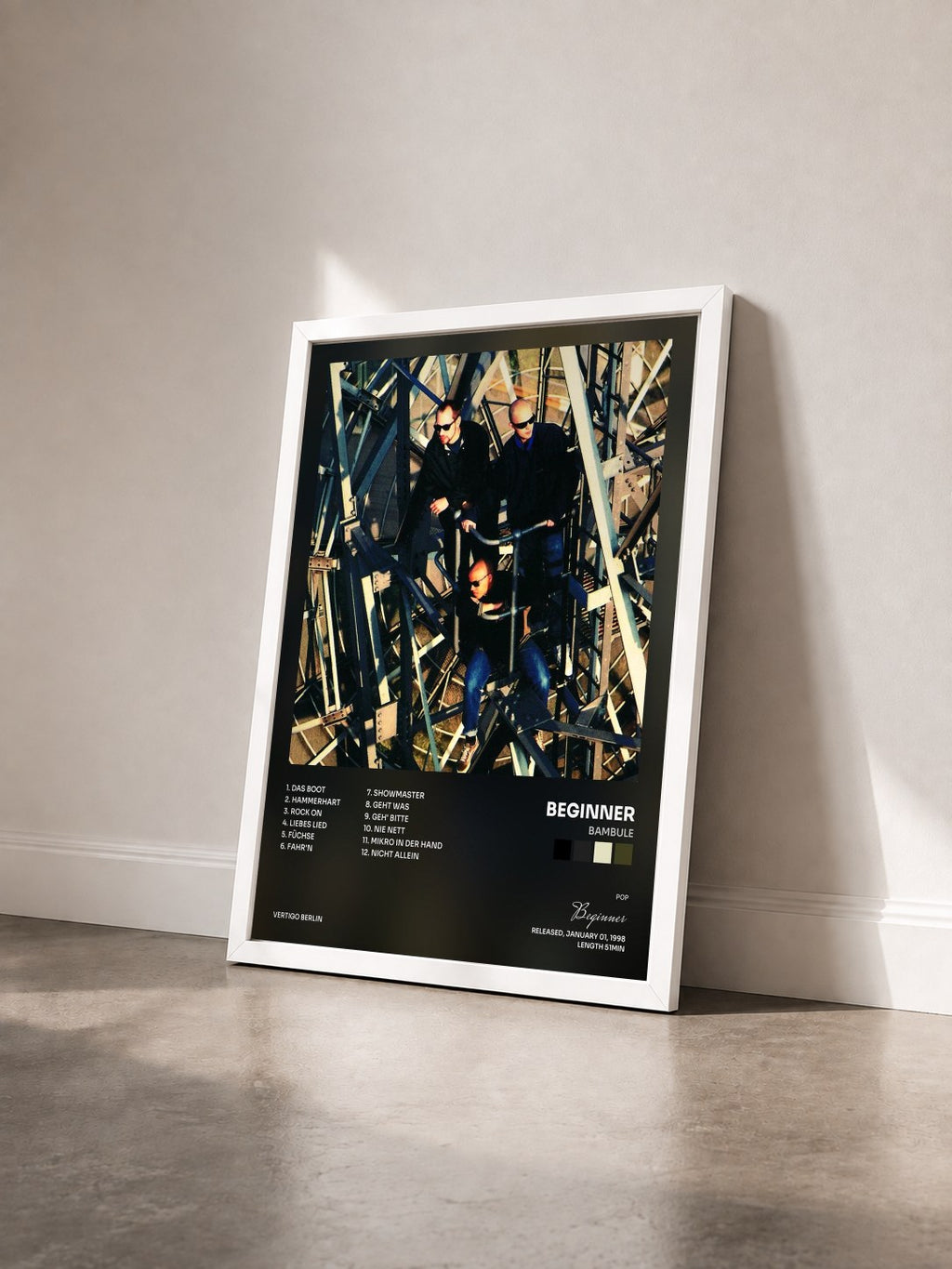 #blanc Tableau de l'album Bambule de Beginner vu de trois quarts, cadre blanc