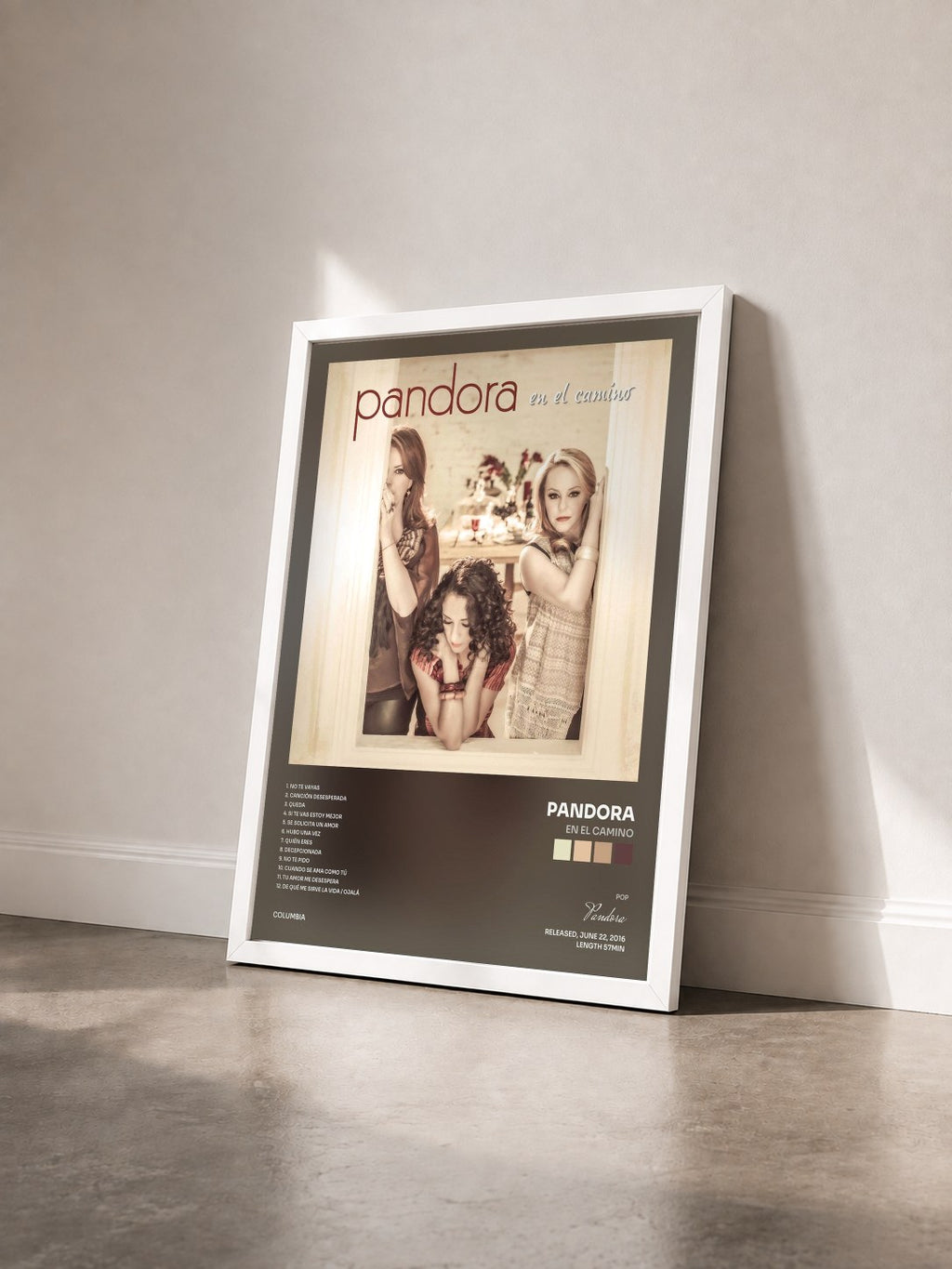 #blanc Tableau de l'album En el Camino de Pandora vu de trois quarts, cadre blanc