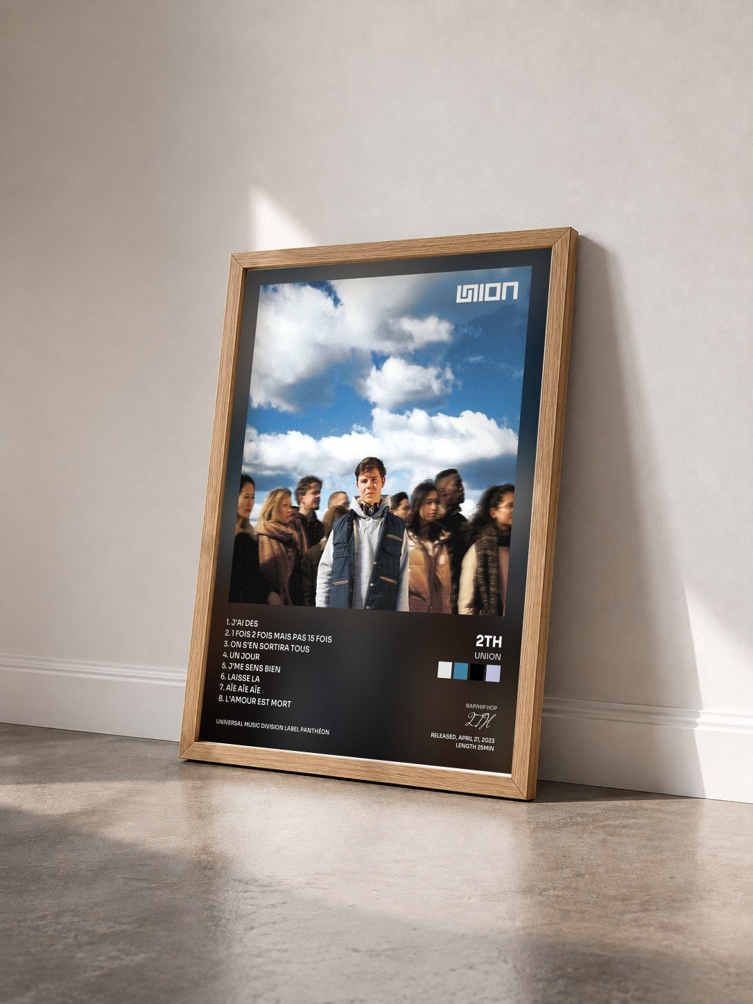 #bois Tableau de l'album Union de 2TH vu de trois quarts, cadre en bois brut