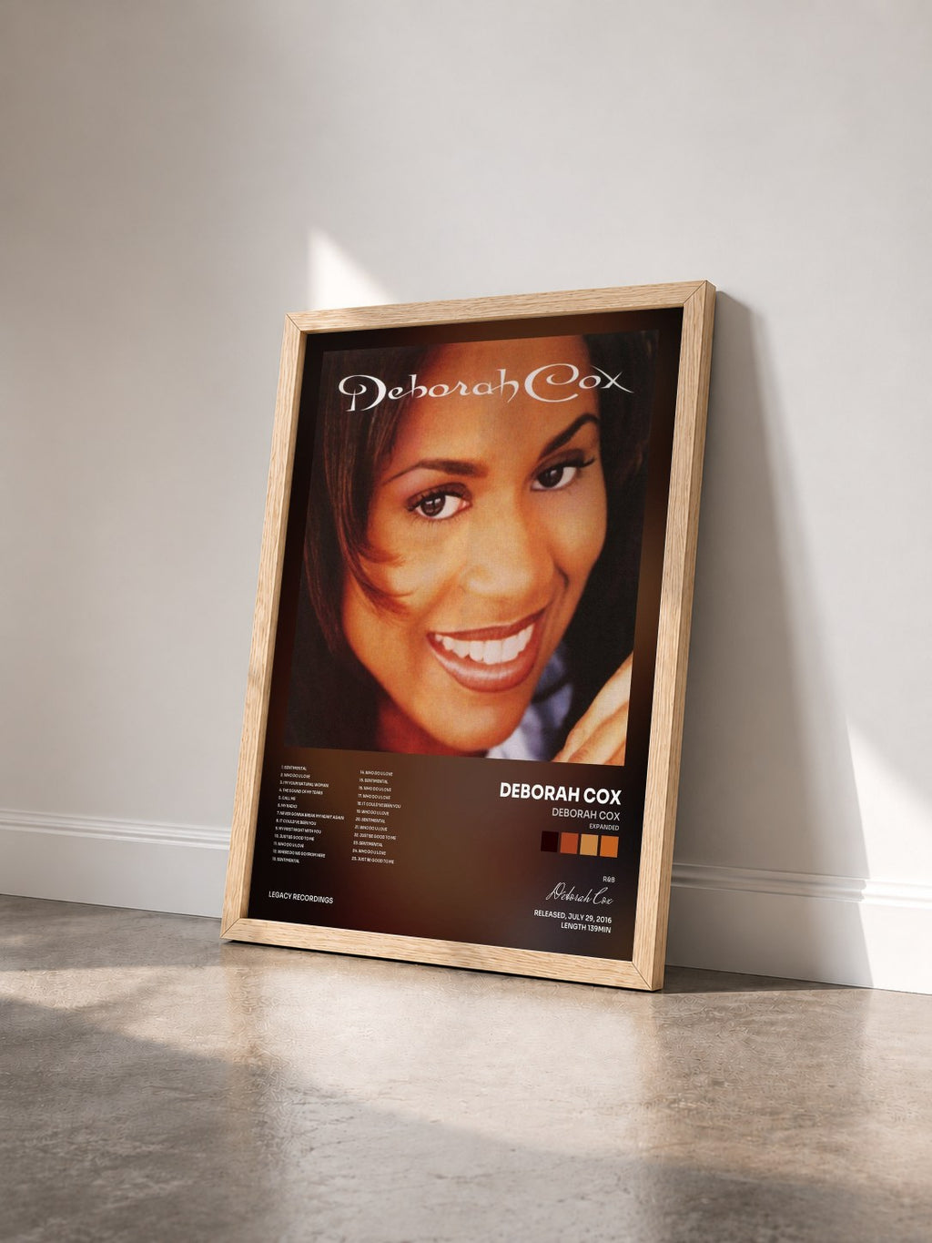 #bois Tableau de l'album Deborah Cox (Expanded) de Deborah Cox vu de trois quarts, cadre en bois brut