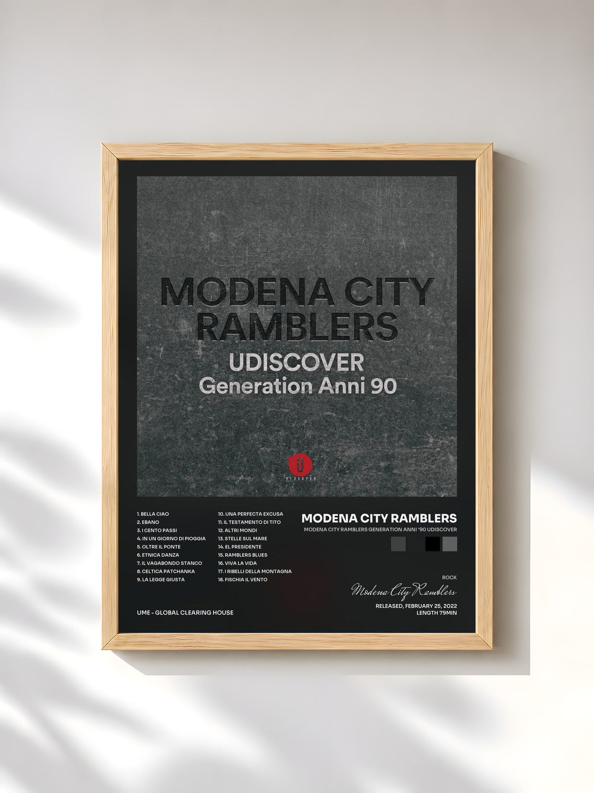 #bois Tableau de l'album Modena City Ramblers Generation Anni '90 Udiscover de Modena City Ramblers, cadre en bois brut, imprimé et encadré en France