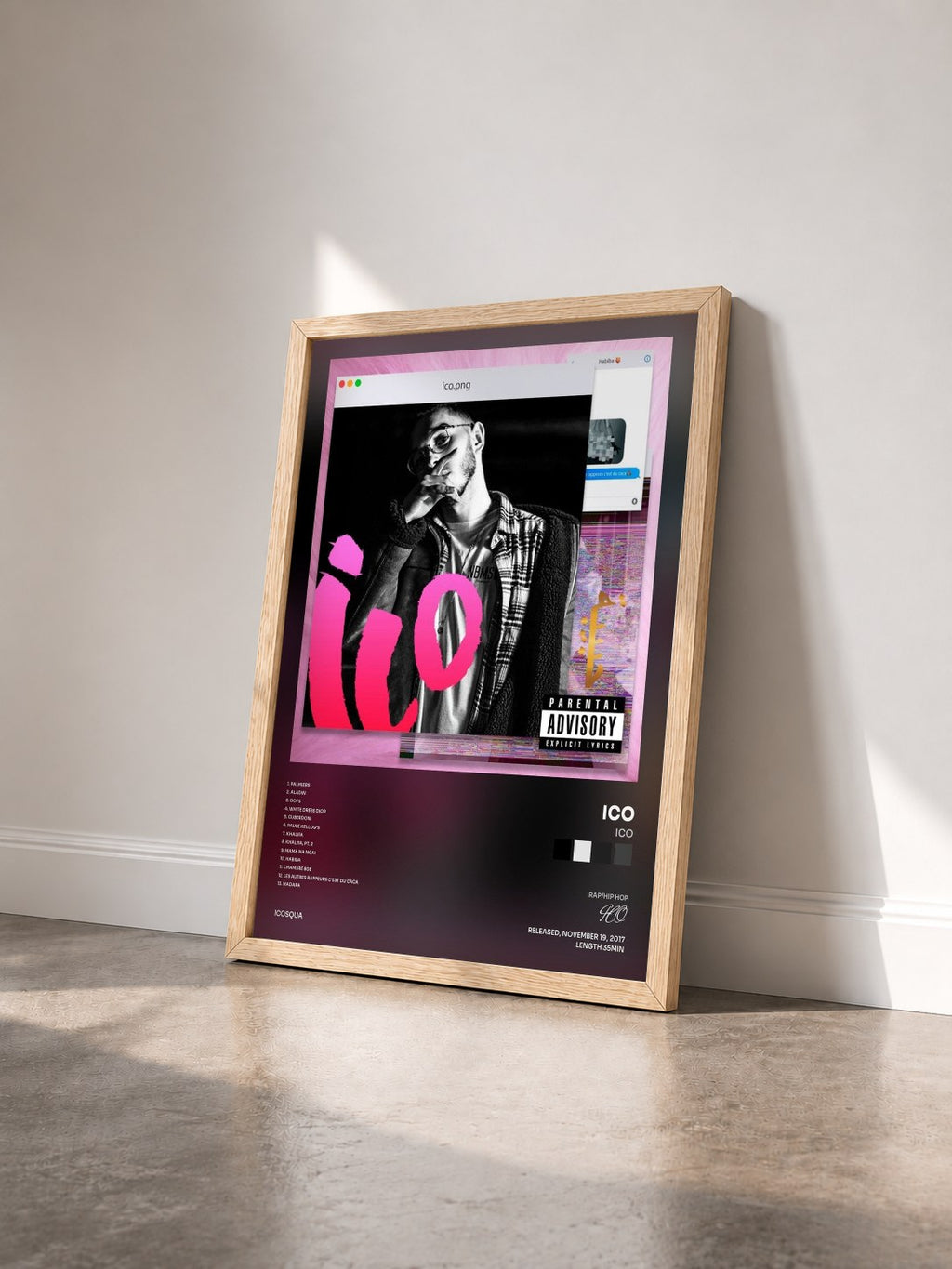 #bois Tableau de l'album Ico de ICO vu de trois quarts, cadre en bois brut