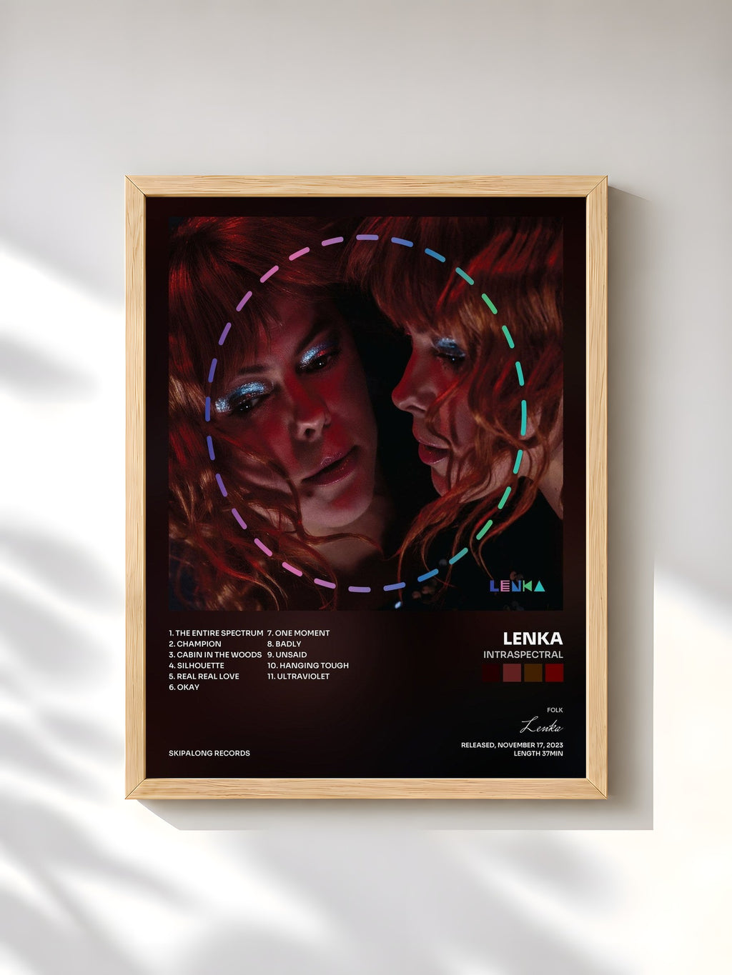 #bois Tableau de l'album Intraspectral de Lenka, cadre en bois brut, imprimé et encadré en France