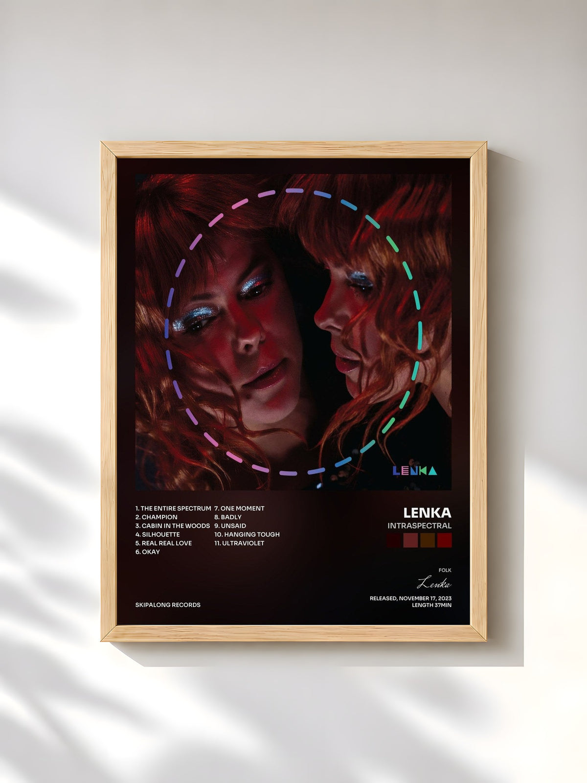 #bois Tableau de l'album Intraspectral de Lenka, cadre en bois brut, imprimé et encadré en France