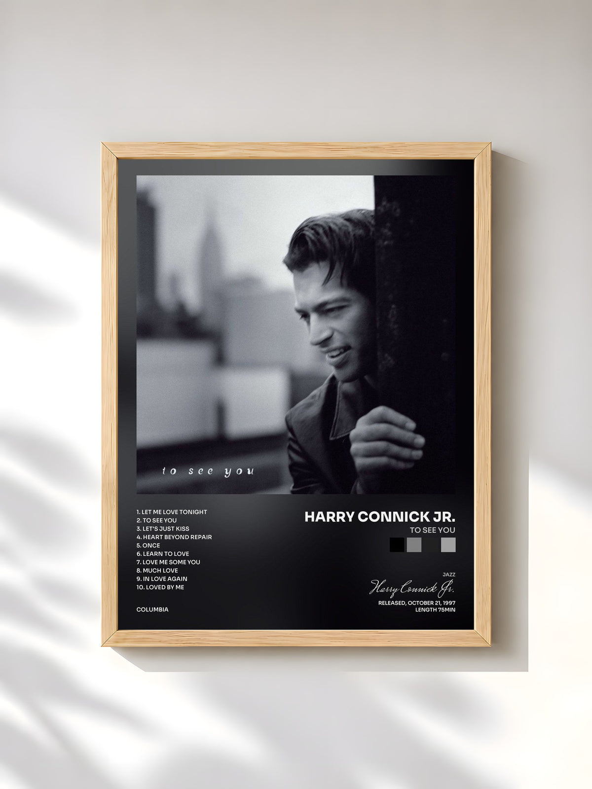 #bois Tableau de l'album To See You de Harry Connick Jr., cadre en bois brut, imprimé et encadré en France