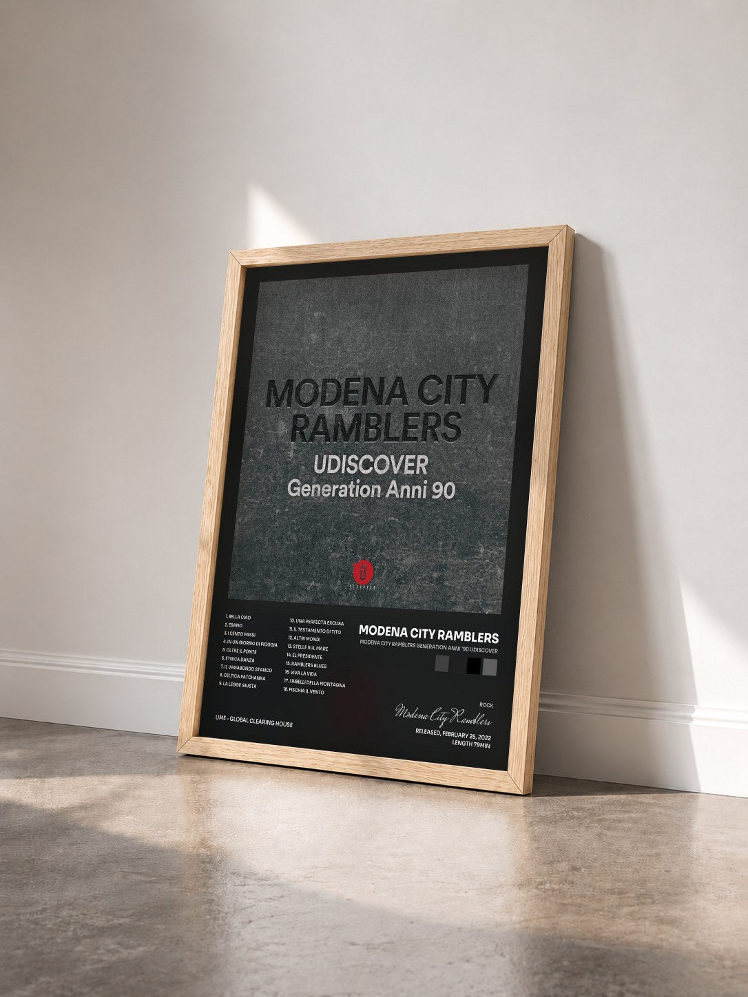 #bois Tableau de l'album Modena City Ramblers Generation Anni '90 Udiscover de Modena City Ramblers vu de trois quarts, cadre en bois brut