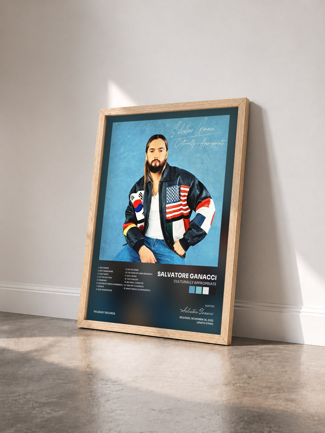 #bois Tableau de l'album Culturally Appropriate de Salvatore Ganacci vu de trois quarts, cadre en bois brut