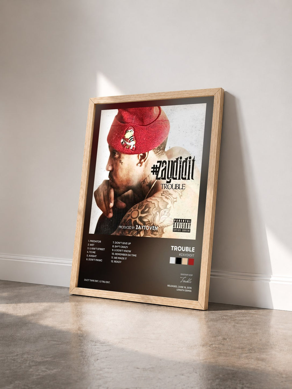 #bois Tableau de l'album #ZayDidIt de Trouble vu de trois quarts, cadre en bois brut