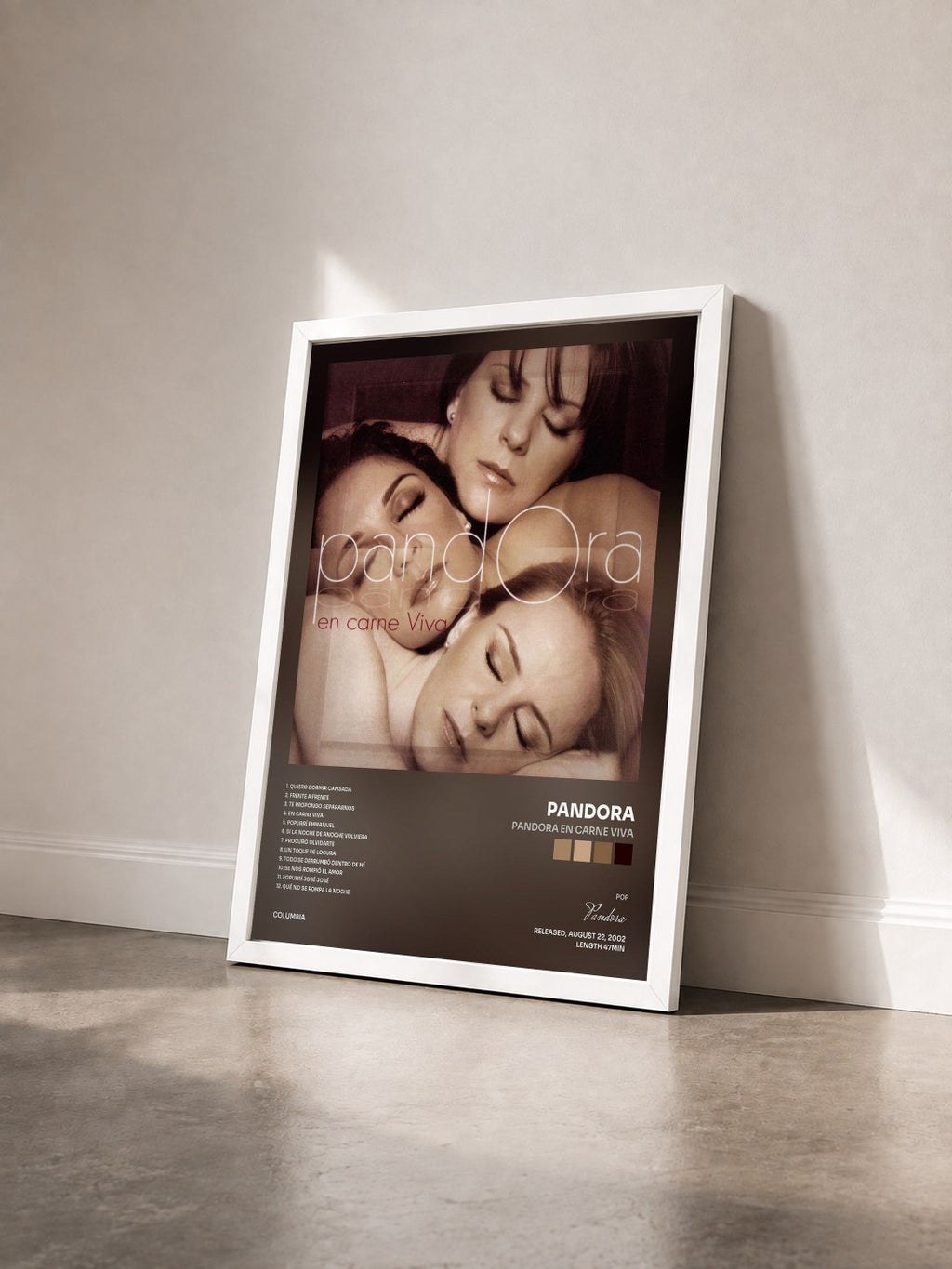 #blanc Tableau de l'album Pandora En Carne Viva de Pandora vu de trois quarts, cadre blanc